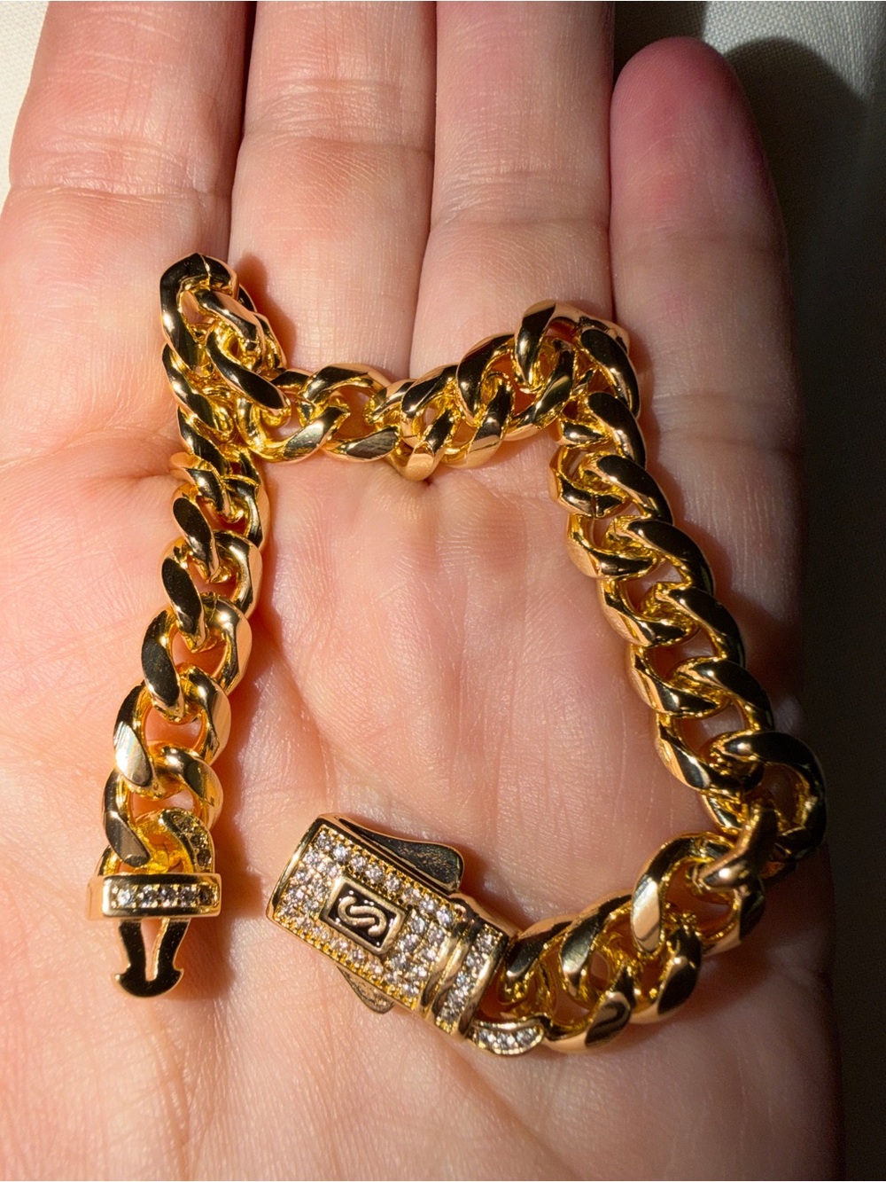 NEW MONACO 14K GOLD HOLLOW CUBAN WOMEN’S BRACELET - Picture 3 of 10